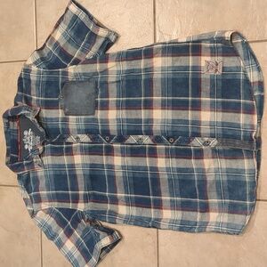 Buffalo David Bitton Plaid Flannel Short Sleeve Shirt Size XL